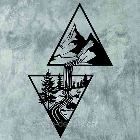 Декоративное настенное Панно «Водопад» Декор на стену 110*70 см, Черный Киев