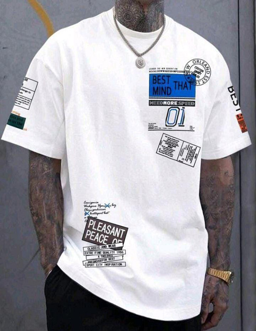 Футболка мужская с принтом  42 Белая 2664088915 Днепр - изображение 1