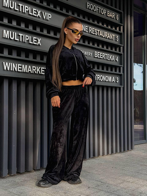 Женский прогулочный костюм двойка: кофта и штаны велюр мрамор Одесса - изображение 7