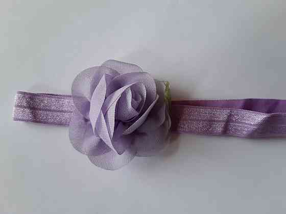 Дитяча пов'язка бузкова - розмір універсальний (на резинці), розмір квітки 5,5 см Київ