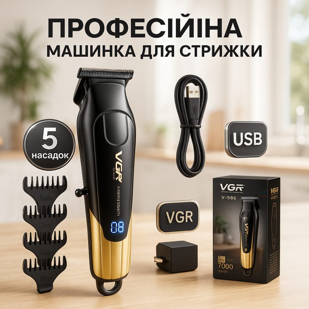 Машинка для стрижки волос хороша VGR, Мужской набор для стрижки волос беспроводной SA-13 Львов - изображение 18