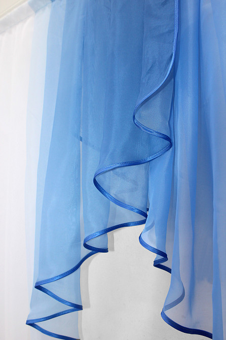 Кухонная занавеска VR-Textil № 023к белый с синим 150х150 см (59-722) Киев - изображение 4