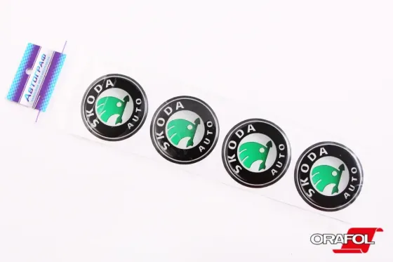 Наклейка на колпак 70ммм силікон Skoda зелена Автограф (4 шт.) Вінниця