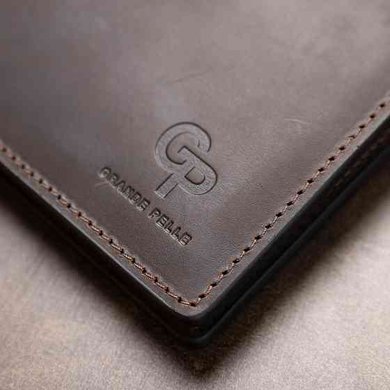 Кожаное мужское винтажное портмоне GRANDE PELLE 11553 Коричневый Киев