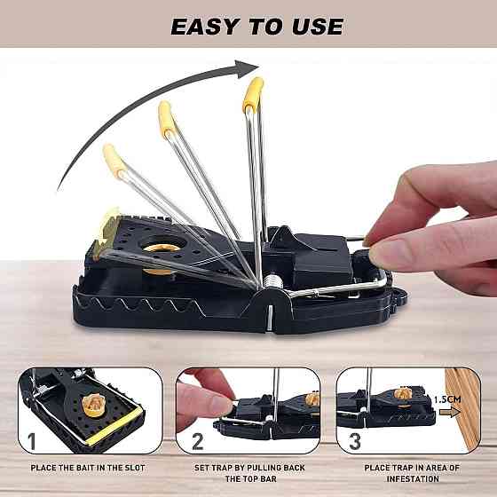 Пастка для щурів WCT-3 чорний 6 шт багаторазова ABS+PC високочутлива 15–25 г без токсинів для дому і вулиці клейова пастка Київ