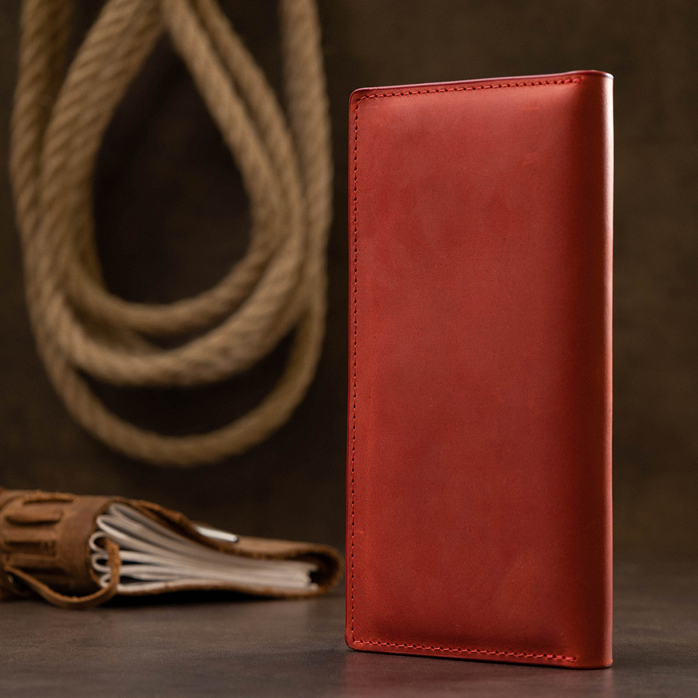 Кожаное женское матовое портмоне GRANDE PELLE 11512 Красный Киев - изображение 9