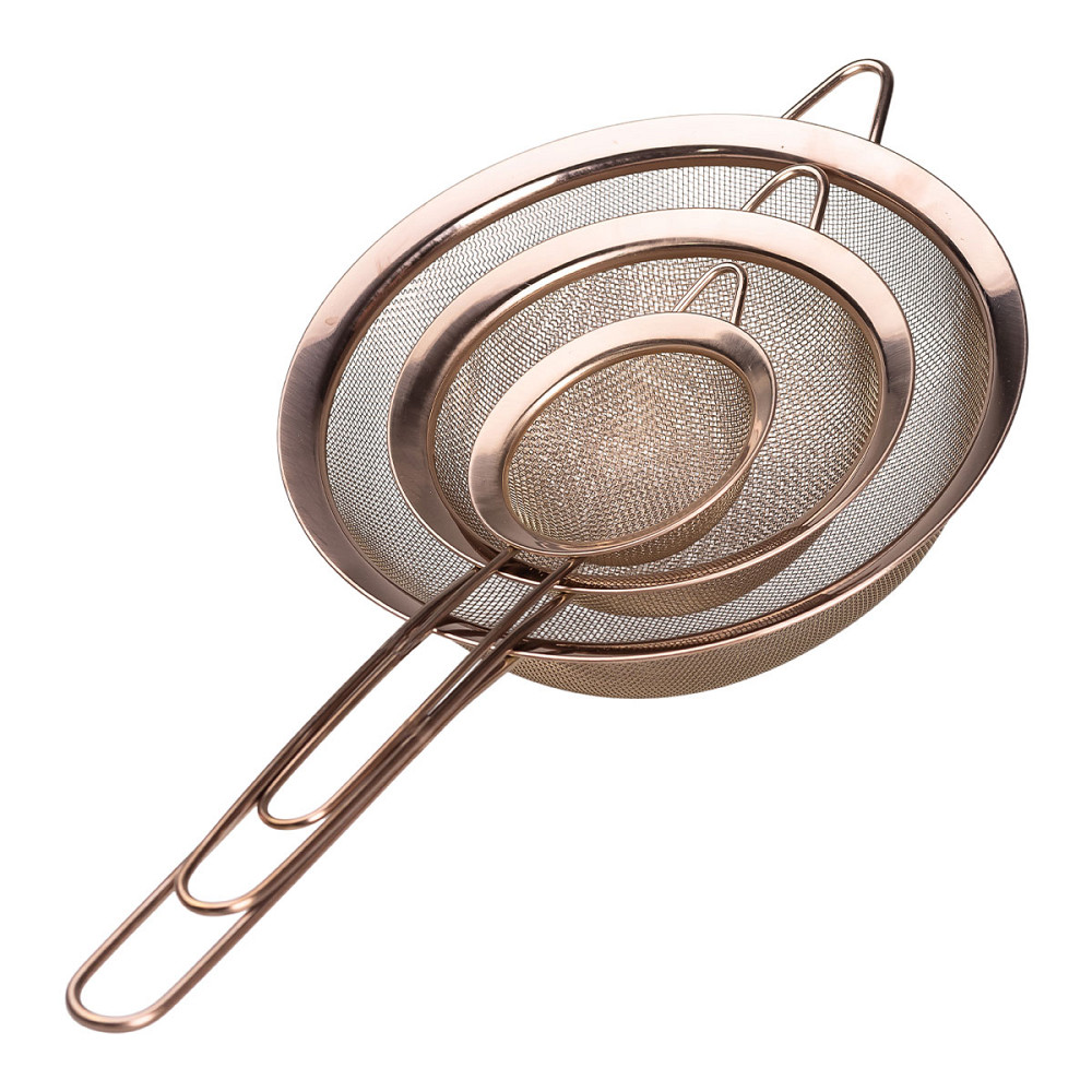Zhongjing Набір ситечок 3 штуки для борошна і круп з нержавіючої сталі Мідний HP-19-22 Коломыя - изображение 3