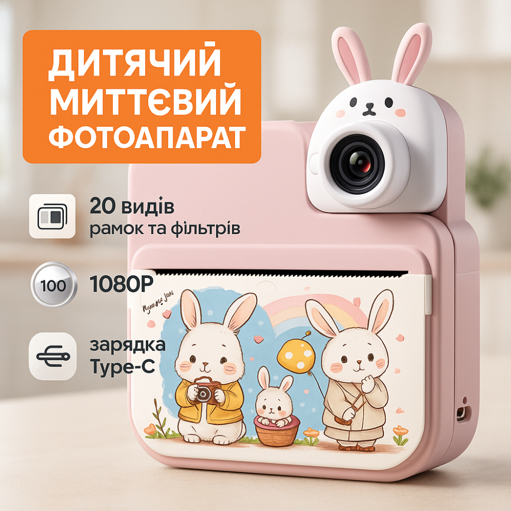 Мгновенный фотоаппарат для детей с моментальной печатью, Мини-камера для детей Фотопринтер ребенка OW-39 Львов - изображение 12