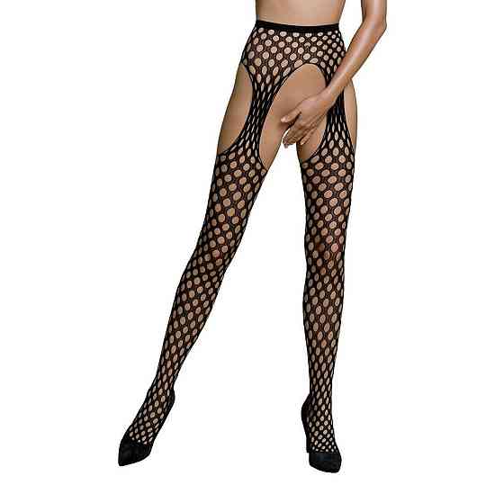 Эротические колготки-бодистокинг Passion ECO S003 black, с доступом, имитация подвязок Sex Aura Киев