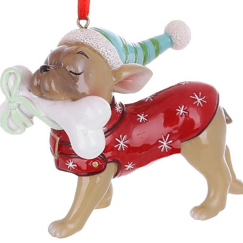 Декоративна фігурка підвіска Бульдог у костюмі ельфа, 9.5*5.5*7.2см Житомир - фото 1