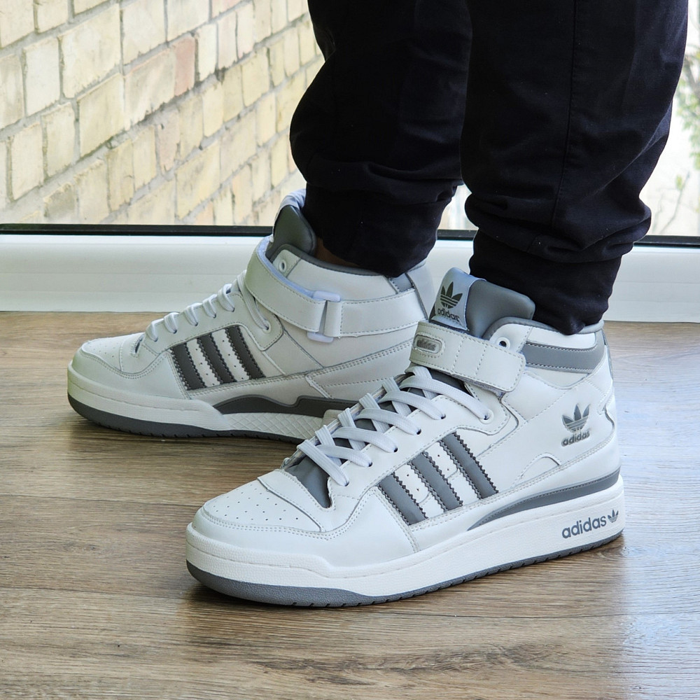 Високі Білі Кросівки Adidas Forum Шкіряні Чоловічі Черевики Адідас Форум (розміри: 41,42,43,45,46) Дніпро - фото 3
