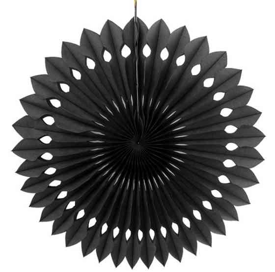 Бумажный веер декоративный 20 см черный Киев