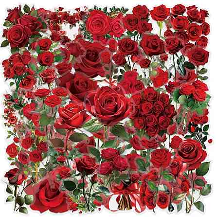 Набор прозрачных наклеек с розами 50 шт – цветочный декор Киев