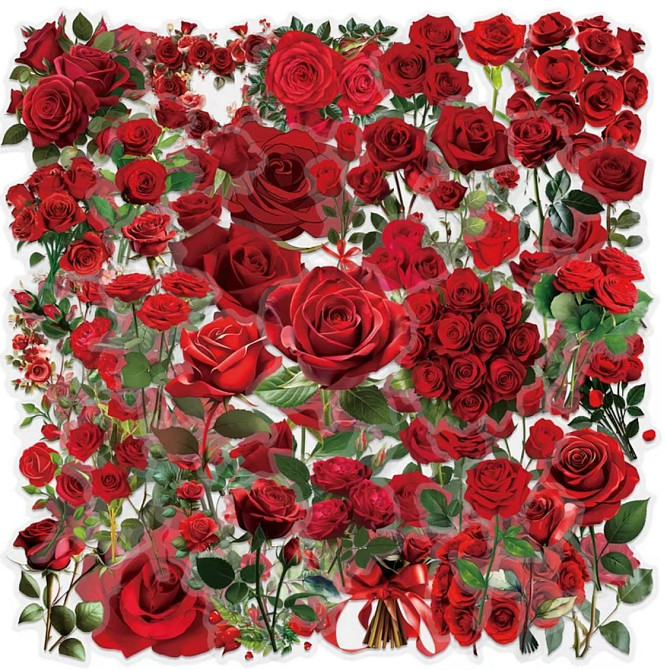 Набор прозрачных наклеек с розами 50 шт – цветочный декор Киев - изображение 2