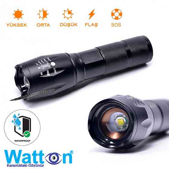 Мощный тактический фонарик WATTON WT-023 аккумуляторный, 4 режима работы, фонарик ручной металлический Каменец-Подольский