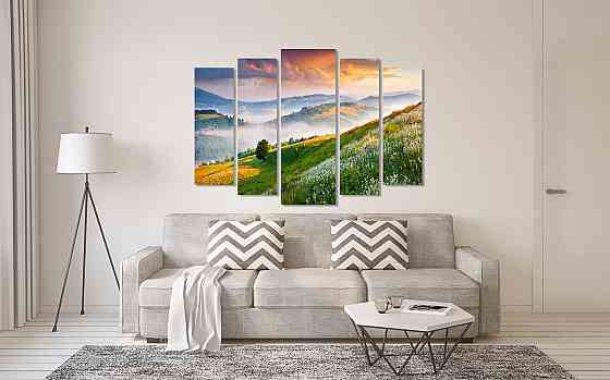 Модульна картина у вітальню/спальню  Гори під туманом  LM006_5 105 x150 см Київ