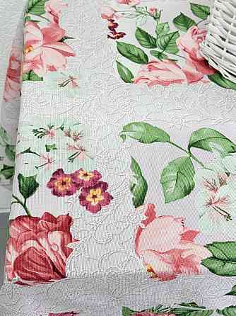 Ecotton Скатертина Ecotton 150х240 см бавовняна з рогожки рожева 29033/2 Літній букет Коломия