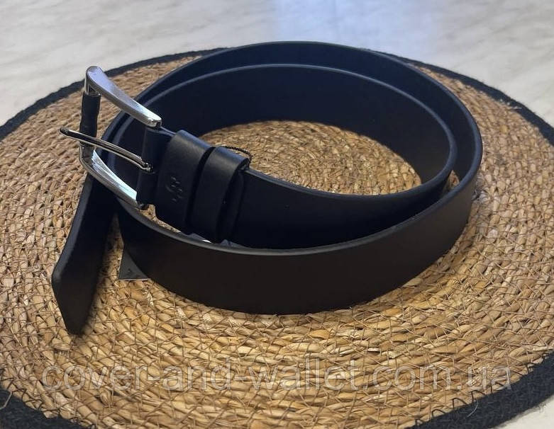 Елітний чоловічий шкіряний ремінь чорного кольору Grande Pelle Rullo 38мм Київ - фото 7