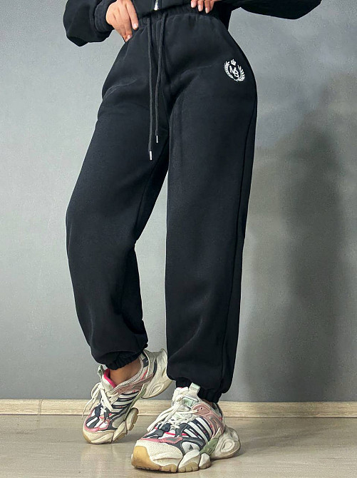 Костюм жіночий Joy One 80990 утеплений на флісі худі зі штанами чорний, чорний, L Київ - фото 5