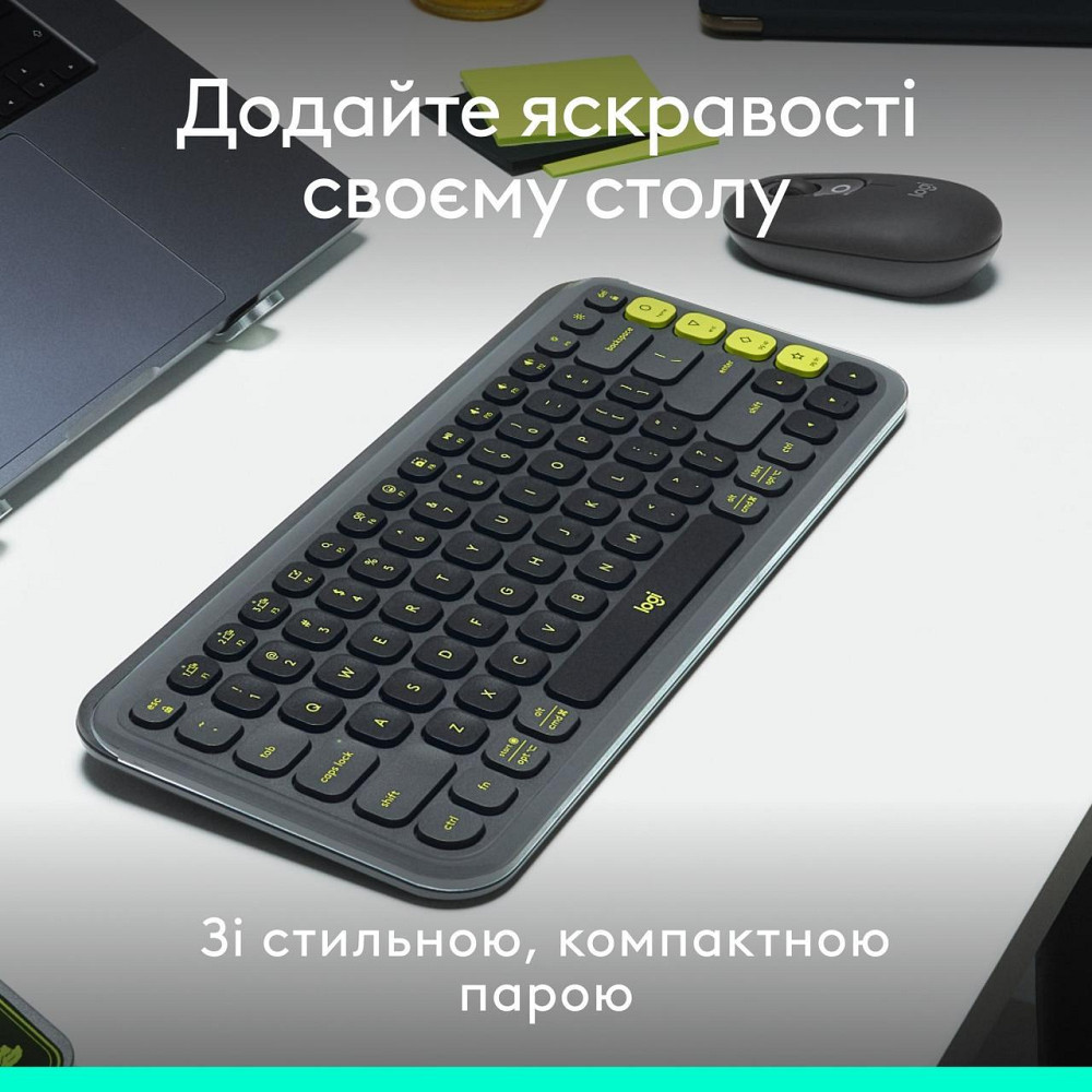 Комплект бездротовий (клавіатура, миша) Logitech Pop Icon Combo Graphite (920-013156) Сірий Харків - фото 3