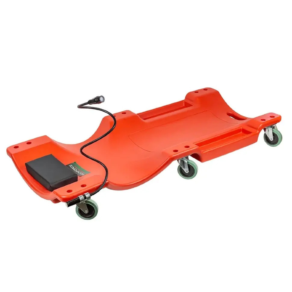 Лежак пластиковий підкатний на 6-ти колесах з ліхтарем на гнучкому подовжувачі 40'' (1050х490х95мм) ROCKFORCE Одеса - фото 1