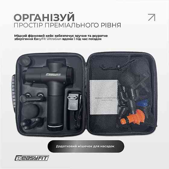 Перкусійний вібромасажер EasyFit UltraGun 13 насадок Коломия