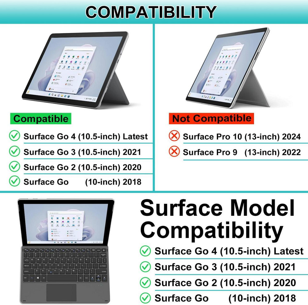 УЦІНКА! Arteck HB216 Bluetooth клавіатура із сенсорною панеллю для Surface Go 4/ 3 (2021) 2 (2020) вбудований акумулятор Дніпро - фото 7