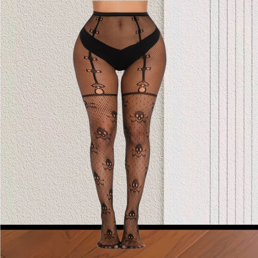 Колготки с черепами хэллоуин женские one size черный Киев - изображение 4