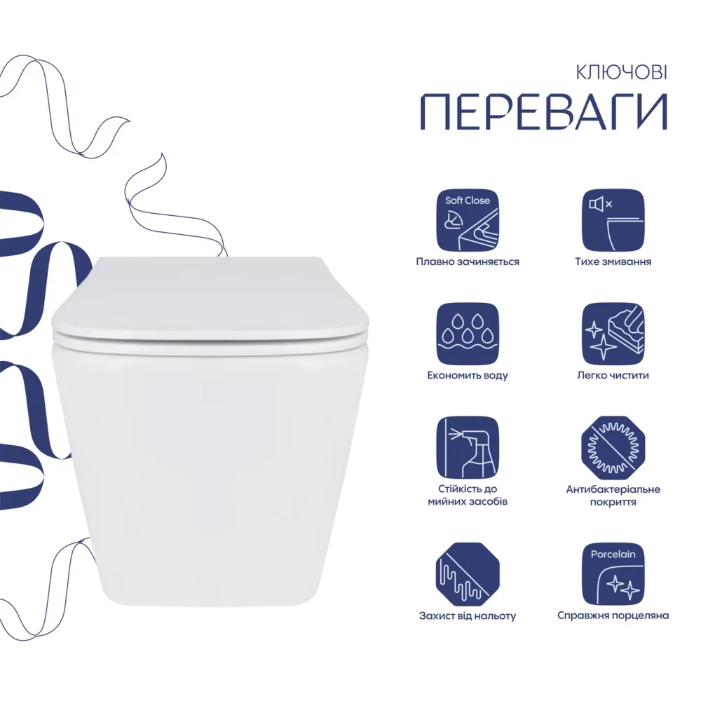 Унітаз підвісний Qtap Tern із сидінням Soft-close QT17332303ASW Київ - фото 11