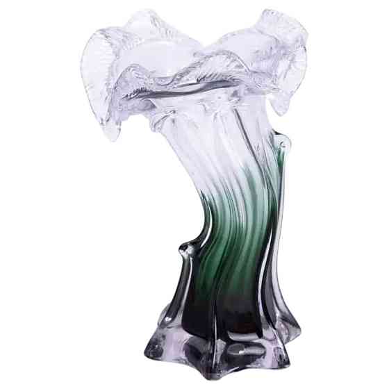 Декоративная стеклянная ваза для цветов 20 см фигурная ваза 125 мл Зеленая HP-9-2 Киев