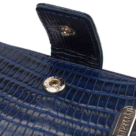 Мужской бумажник горизонтального формата из натуральной кожи с тиснением CANPELLINI 21767 Синий Киев
