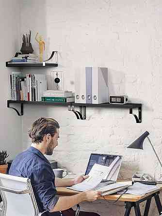 Полиця Pipishell PIFS01B-UK Чорний 3 полиці дерев'яні Paulownia металова конструкція дизайнерська настінна навісна до 10 кг Київ