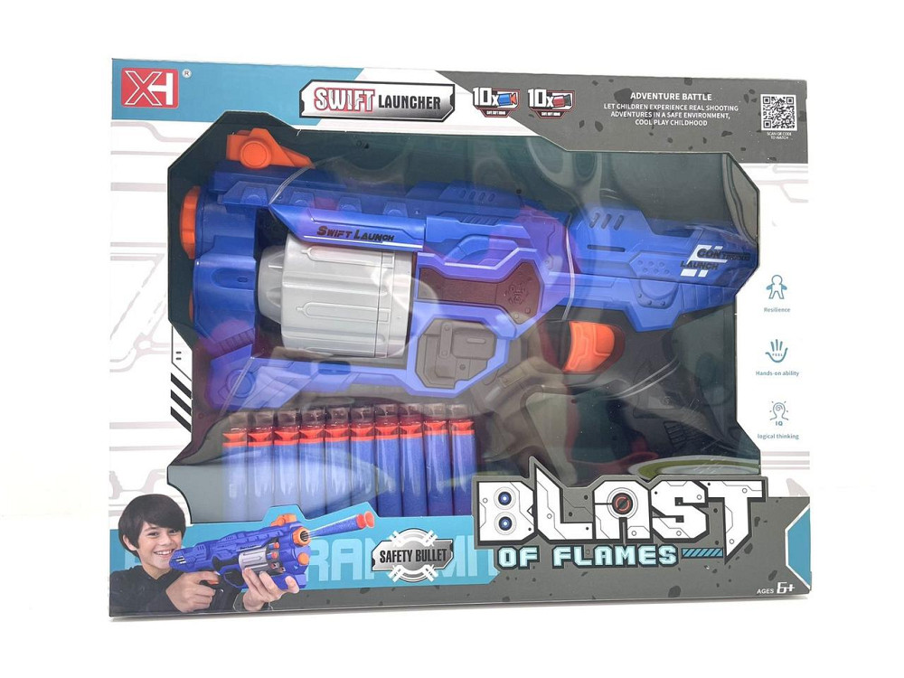 Помповий пістолет на м'яких патронах 20шт Синій (XH 9996-1) Чернігів - фото 2