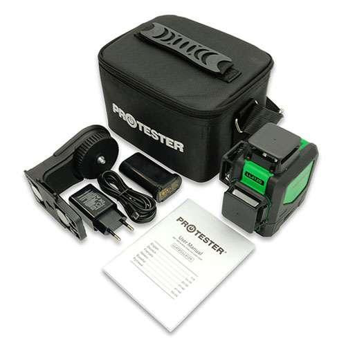 Рівень лазерний нівелір 3x360° (H360/2xV360, зелений промінь) PROTESTER LL412G Одеса - фото 3