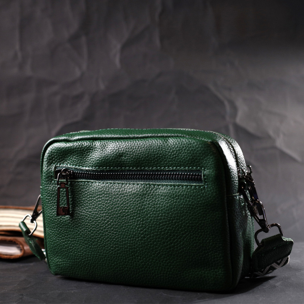 Модная женская сумка кросс-боди из натуральной кожи Vintage 22296 Зеленая Киев - изображение 8