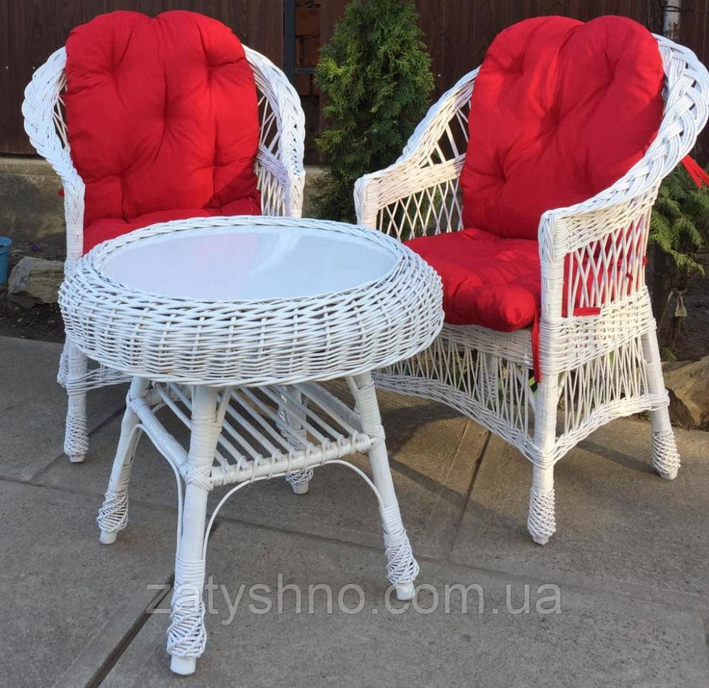 Білі плетені меблі | меблі з лози біла | меблі плетені з лози з накидками Київ - фото 5