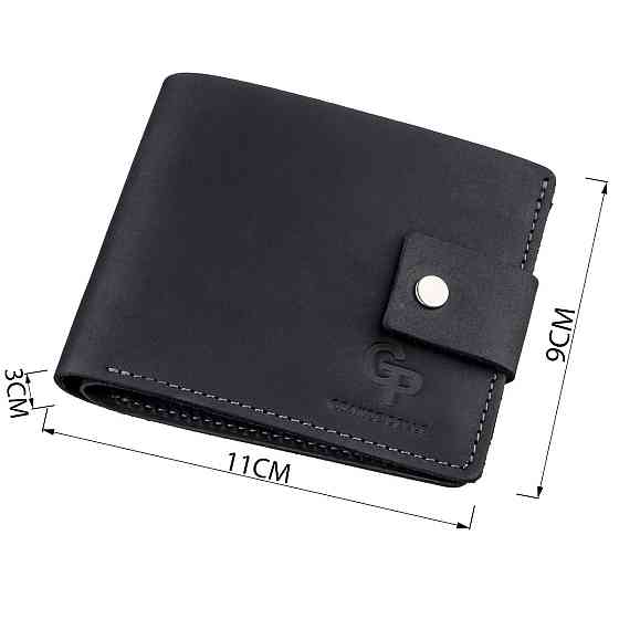 Компактное мужское портмоне в винтажном стиле Черное (GRANDE PELLE) Киев