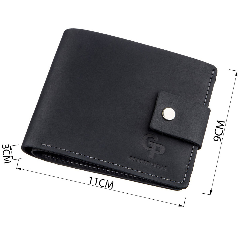 Компактное мужское портмоне в винтажном стиле Черное (GRANDE PELLE) Киев - изображение 1