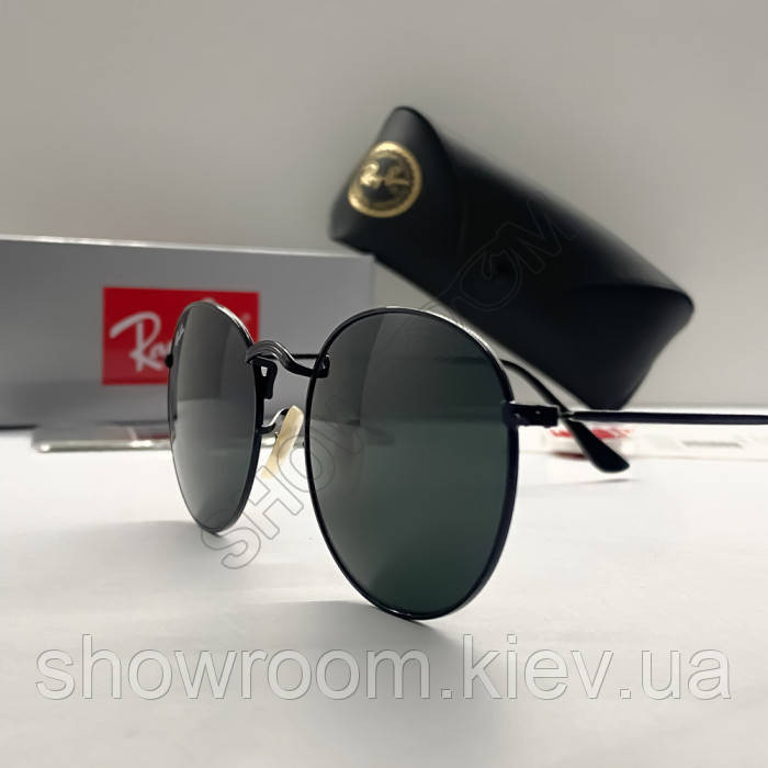 Чоловічі брендові сонцезахисні круглі окуляри Ray ban Round 3447-6 Київ - фото 3