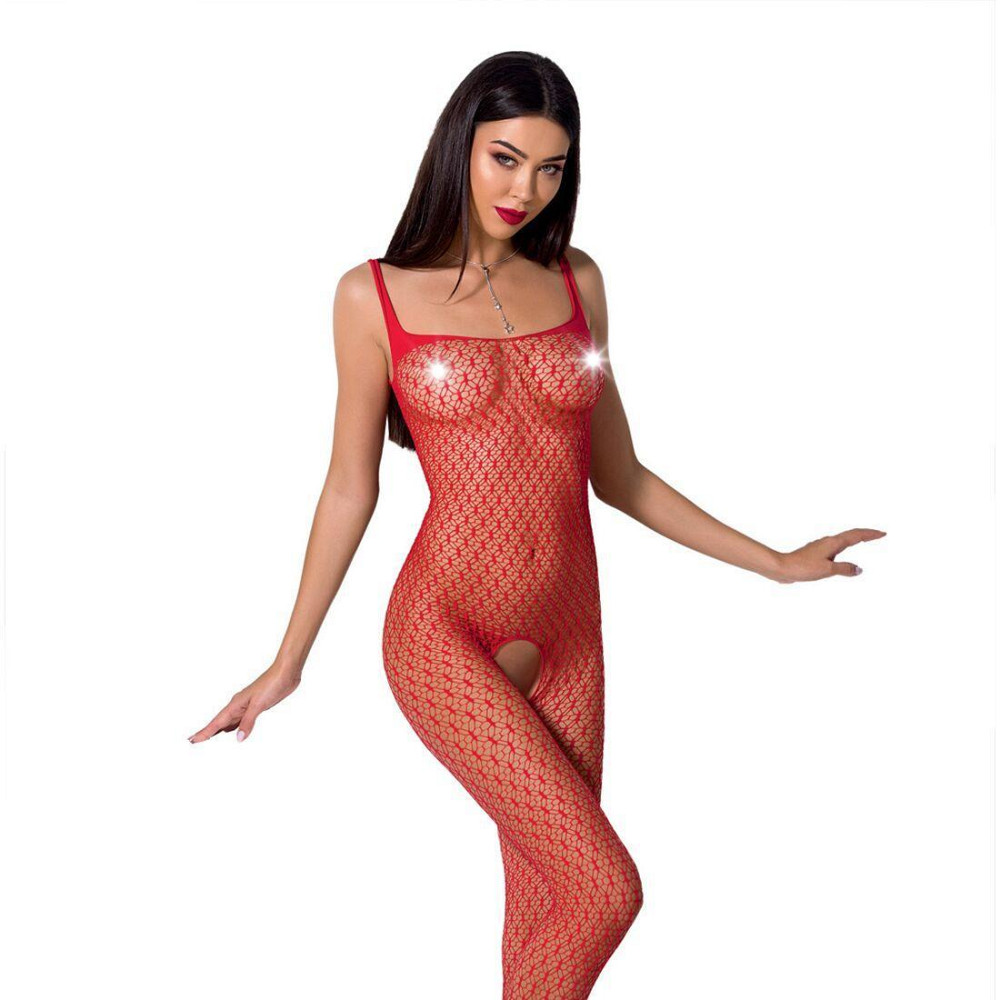 Бодістокінг Passion BS071 red, комбінезон на бретелях Sex Aura Київ - фото 1