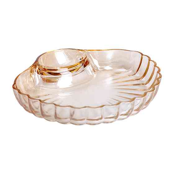 Yiwu Скляне блюдо із соусником 21х19х3 см тарілка для суші коричнева HP-YH-1 Коломия