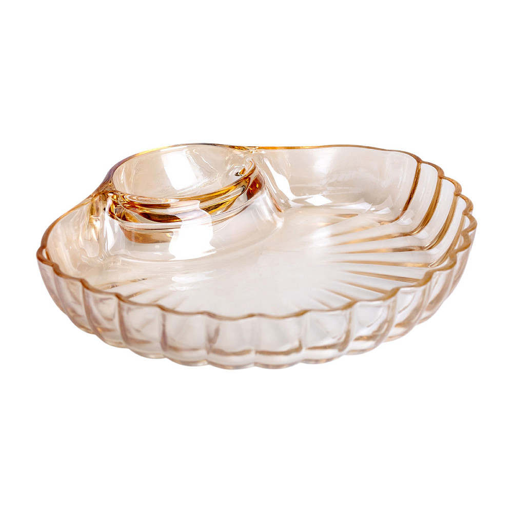 Yiwu Скляне блюдо із соусником 21х19х3 см тарілка для суші коричнева HP-YH-1 Коломия - фото 2