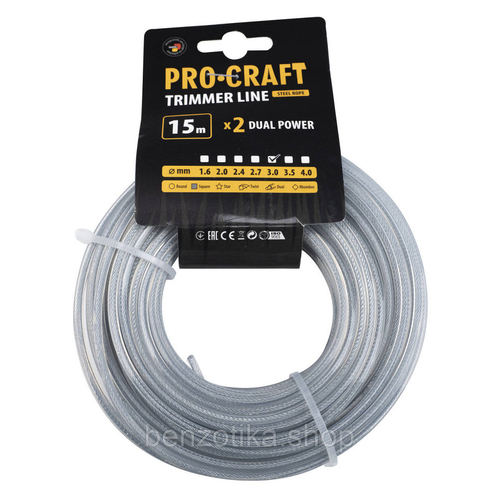 Волосінь армована квадрат Procraft 3мм 15м Киев - изображение 1