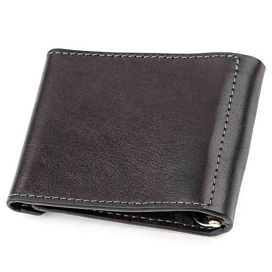 Зажим для денег из итальянской кожи GRANDE PELLE 11149 Черный Киев