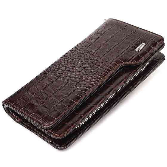 Функциональное портмоне клатч из натуральной кожи CANPELLINI 21536 Коричневое Киев