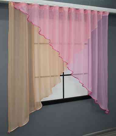 Кухонная занавеска VR-Textil № 053к персиковый с розовым 280х170 см (50-150) Киев