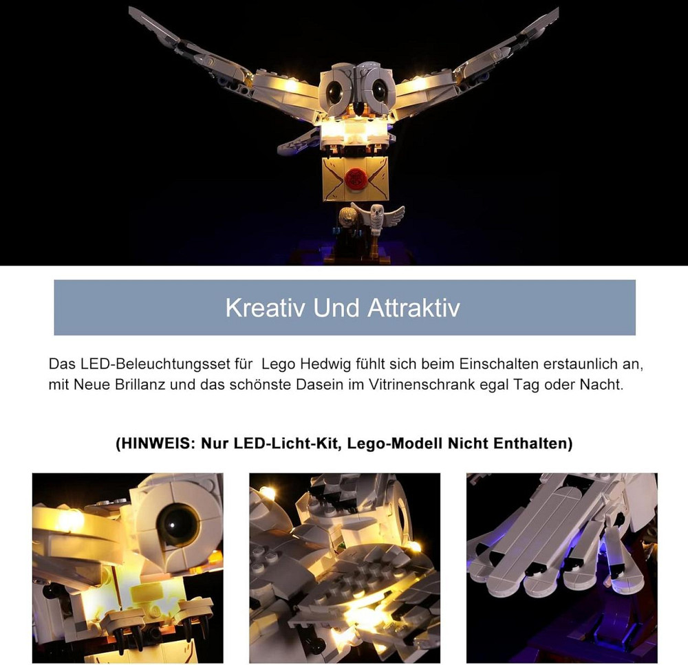 Набір підсвітки для LEGO 75979 Hedwig білий LED USB 5V мідний кабель декоративне освітлення для конструктора Київ - фото 7