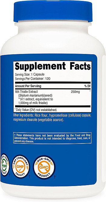 Расторопша Nutricost Milk Thistle 1000 mg 120 Capsules Луцк - изображение 2