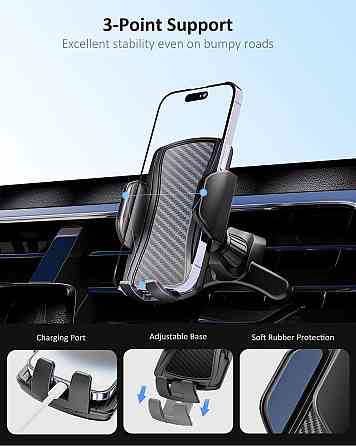 Тримач телефону Hoppac Car Mobile Phone Holder чорний сталевий гачок 360° обертання одно-кнопковий для смартфонів 4–7" Київ