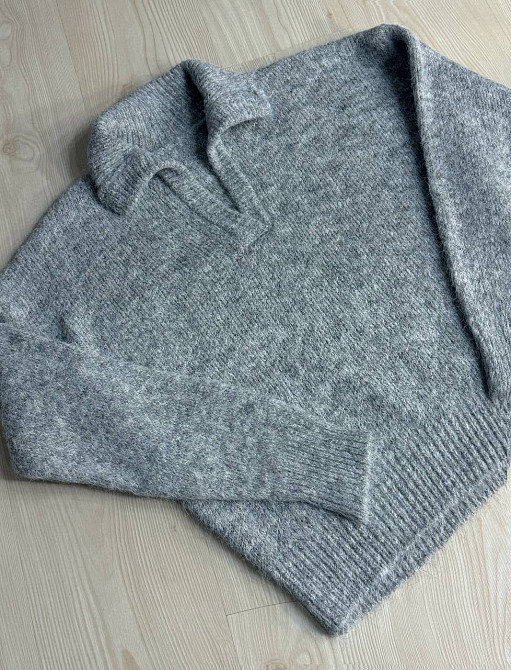 Свитер женский A-N 19-1 с воротником поло теплый свободный, серый, one size Киев - изображение 9